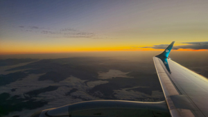 Sonnenaufgang auf dem Flug von Graz nach Frankfurt